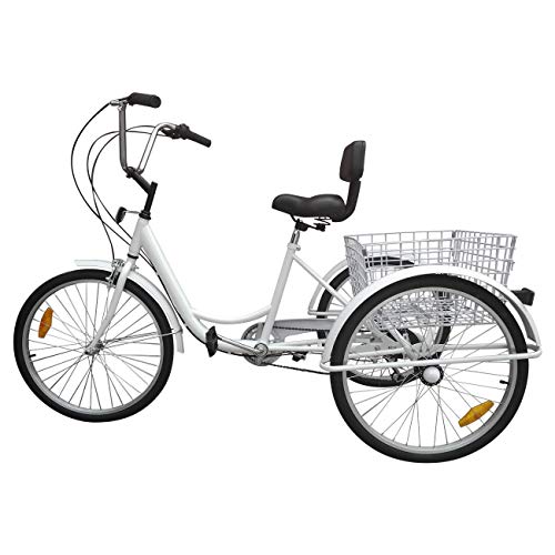 Ridgeyard 24" 3 Rad Dreirad für Erwachsene Dreirad Seniorenrad Shopping Fahrrad 